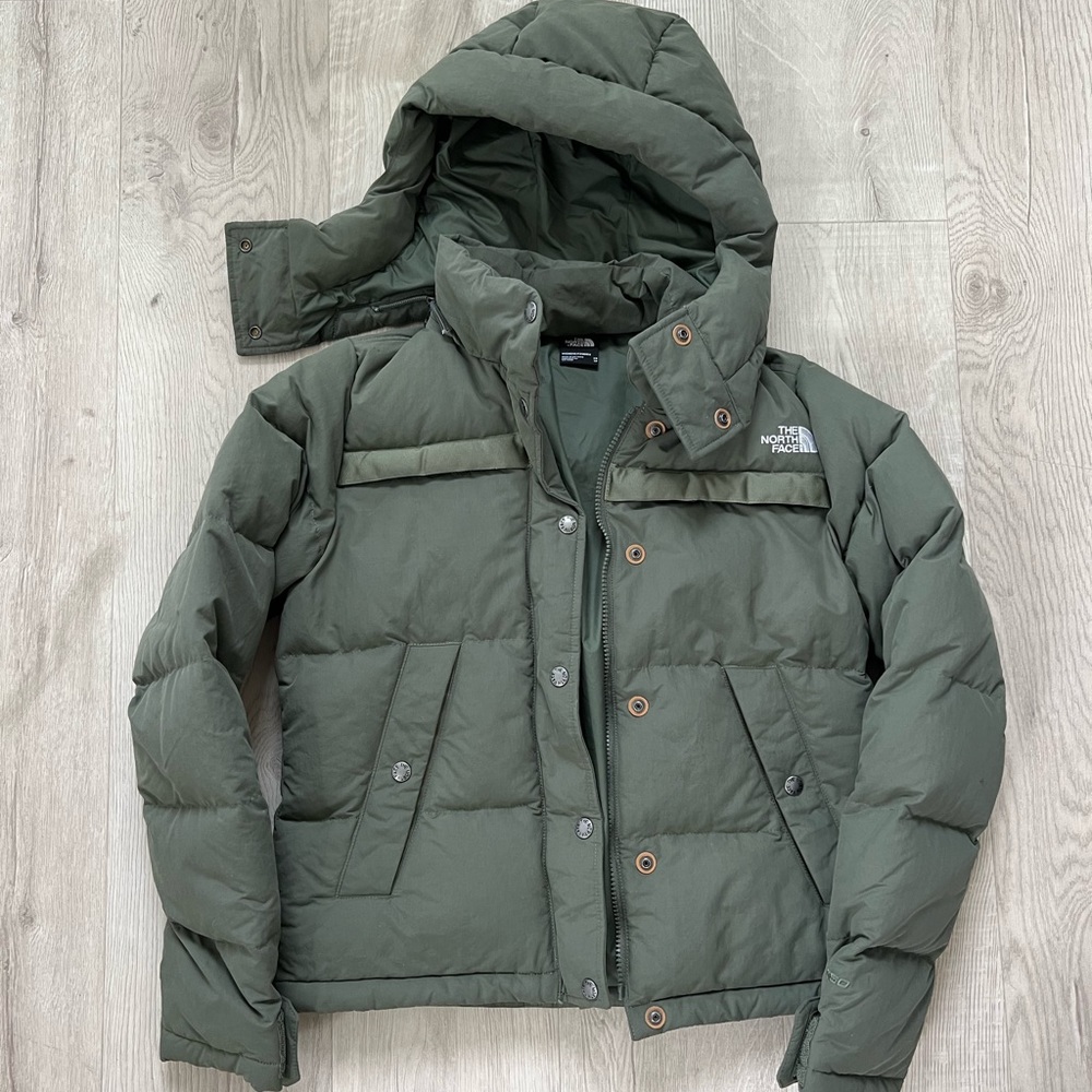 The North Face Hooded Jacket Women Olive XS Puffer